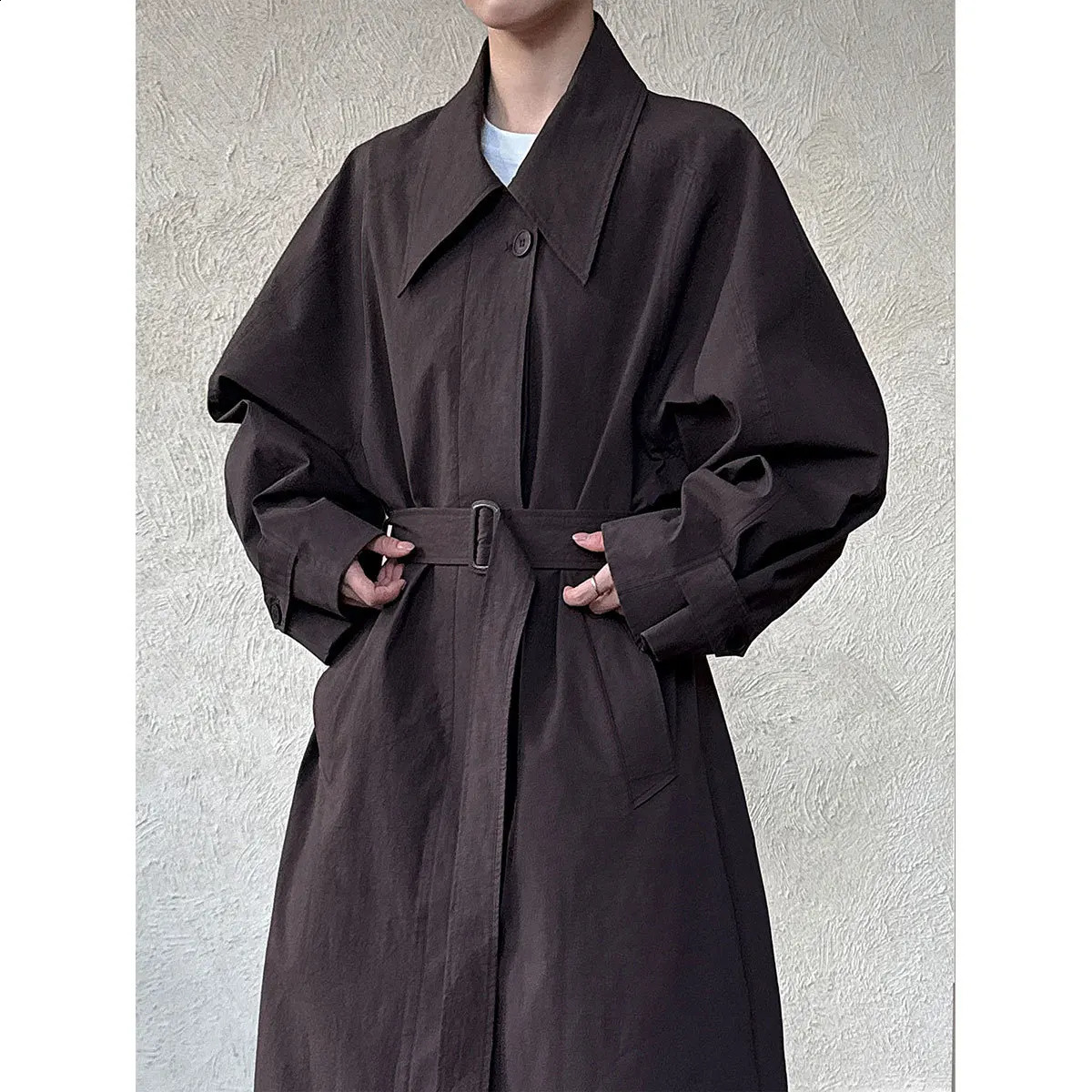 British Style Lapel Trench Coat for Women Spring and Autumn Style with Straps Waist Cinching and Slimming Casual Jacket 260917