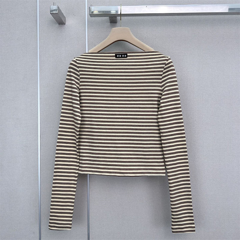 Designer Women Casual Shirt Striped Long Sleeve Cropped Versatile Top Spring Autumn Date Vacation Daily Wear