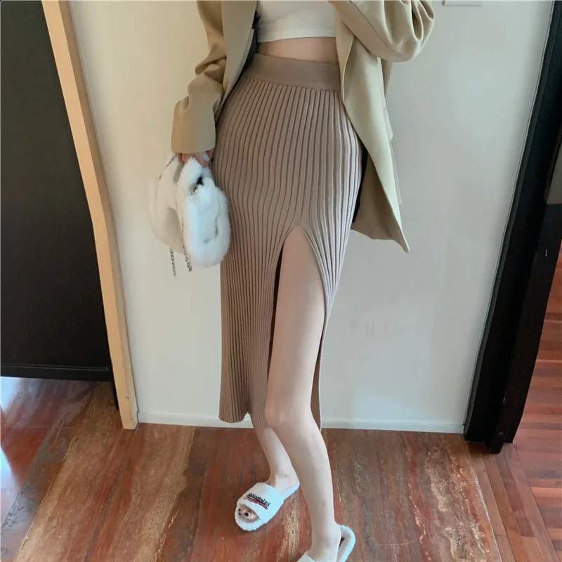 Elegant Sexy Stit Skirt Women's Slim Fit Slimming Girl Knitted Dress Pure High Waist Temperament Skirt 260917