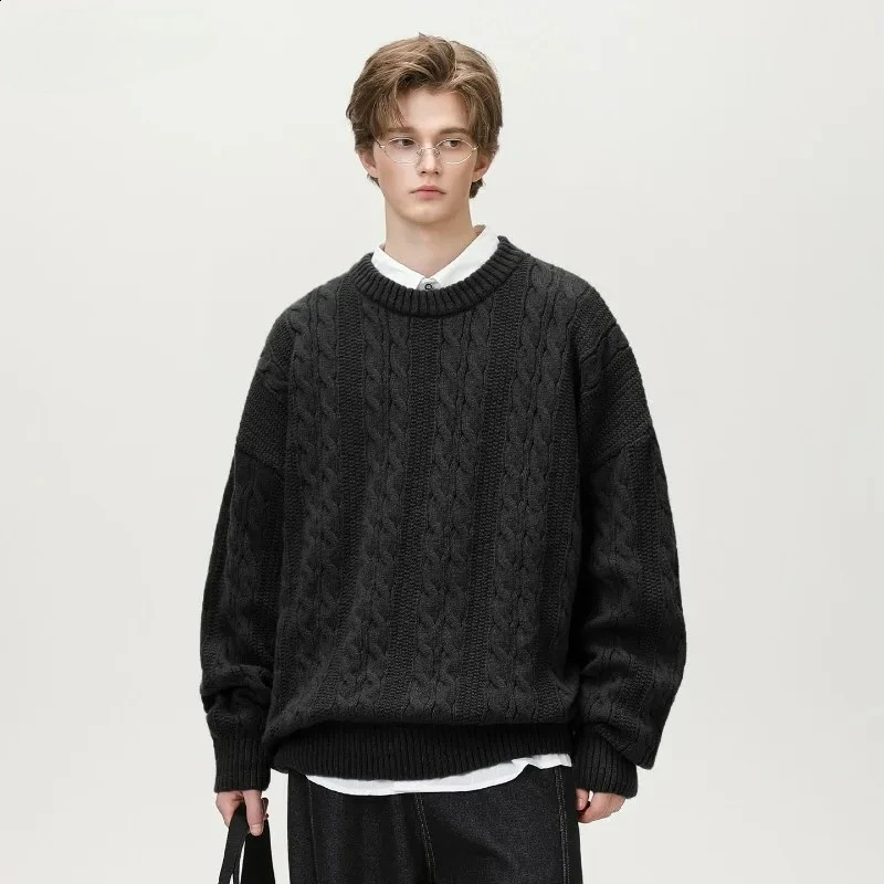Men's Series Solid Color Twist n Turtleneck Sweater Autumn and Winter Couples Loose Knit Thick 260911