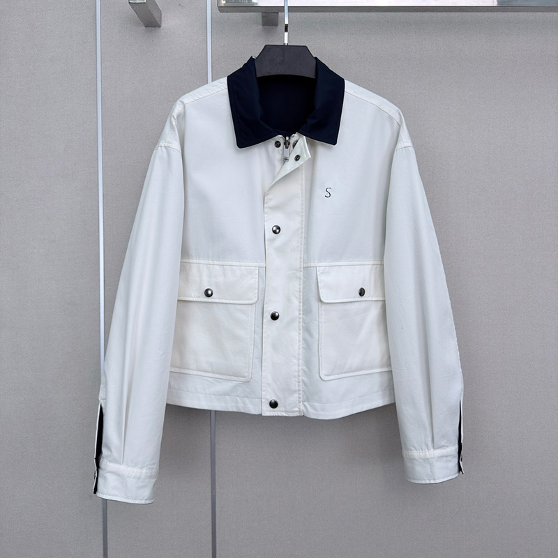 Embroidered Women Double Sided Jacket Outerwear Designer Short Lapel Coat Luxury Brand Trendy Versatile Jackets