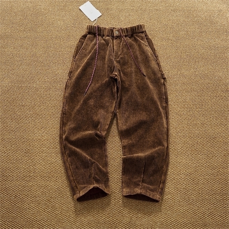 Heavy cotton corduroy casual pants for men in autumn and winter multi-pocket loose straight Japanese retro woodcutting 260917