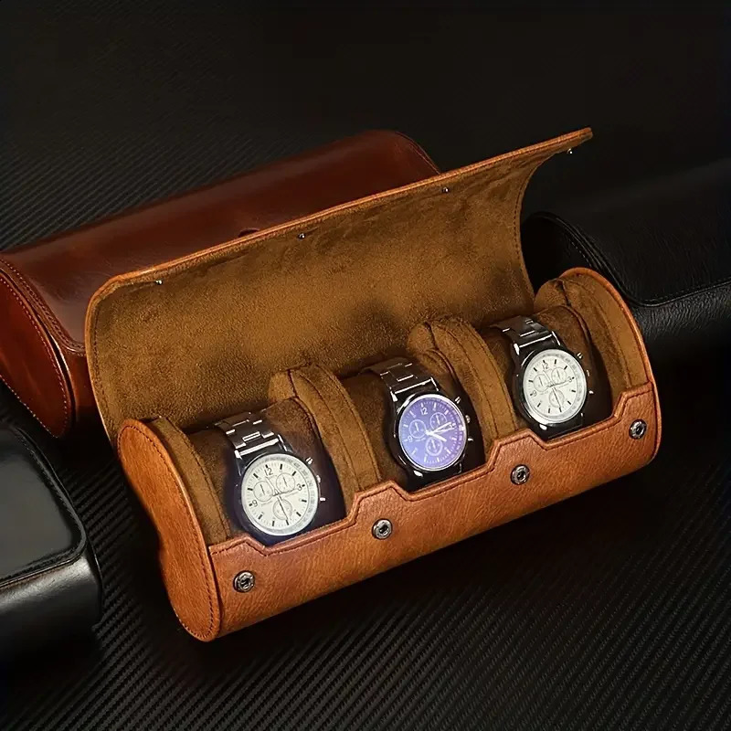 3 Slots Roll Travel Case Portable Vintage PU Leather Watch Organizer Display Storage Box For Men Gift 260917