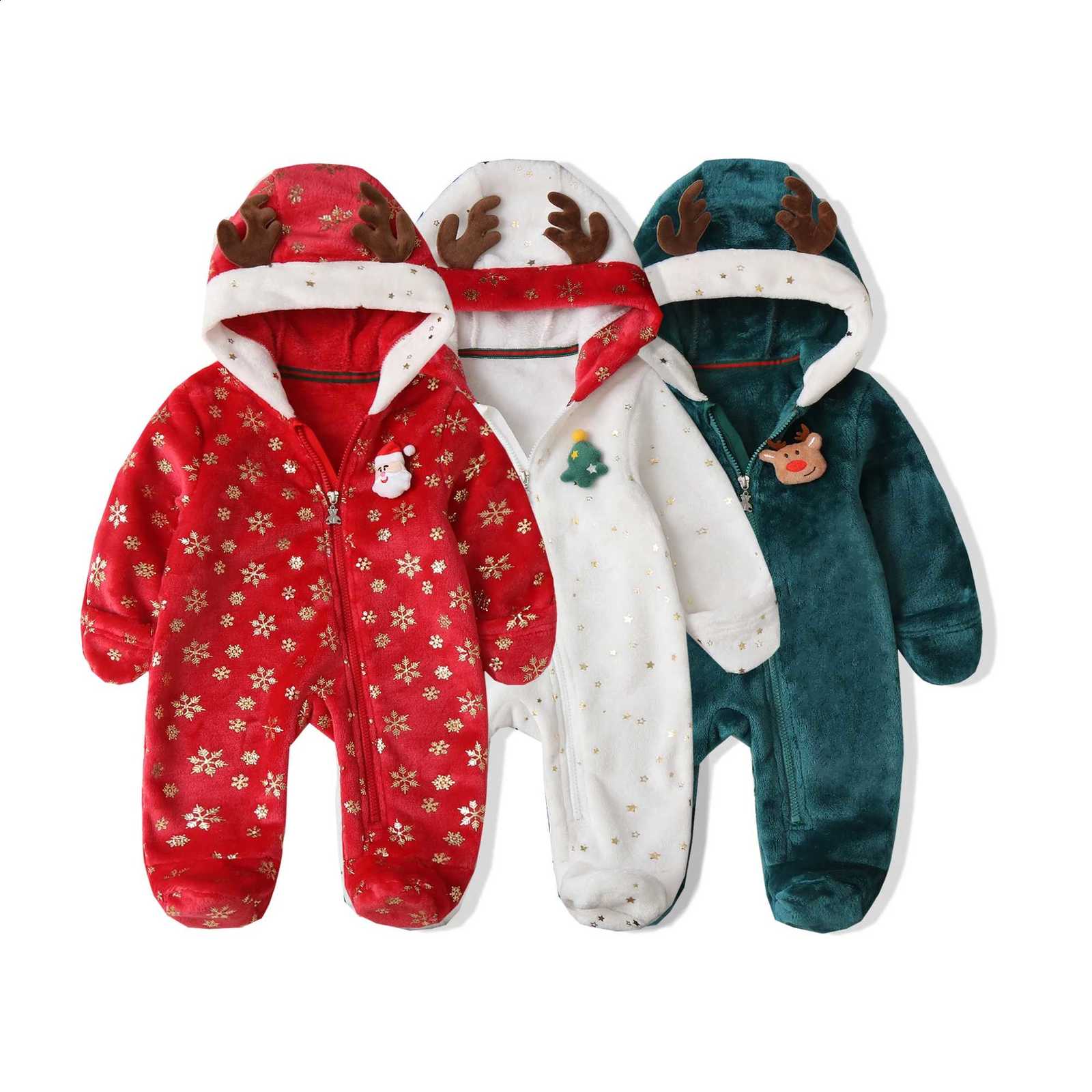 Christmas Baby AYNIGIELL Clothes Newborn Fall and Winter Baby Christmas Jumpsuit Newborn Baby Plush RperW260917