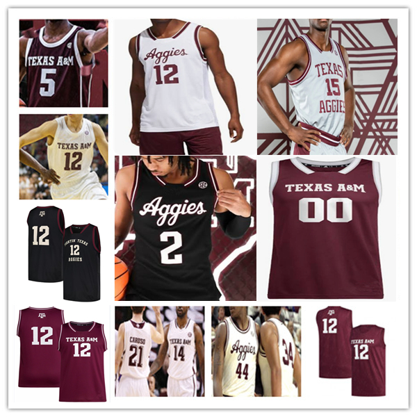 Maillot de basket-ball Rashaun Agee Texas AM Aggies Mackenzie Mgbako Marcus Hill Ruben Dominguez Pop Isaacs Zach Clemence Jacari Lane Ali Dibba J