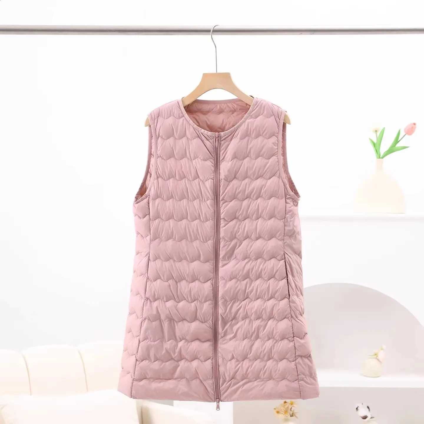 Ultra Light White Duck Down Vest Jacket Women 2026 New Autumn Winter Down Waistcoat Coat Female Sleeveless Midi Long Tank Parkas H260917