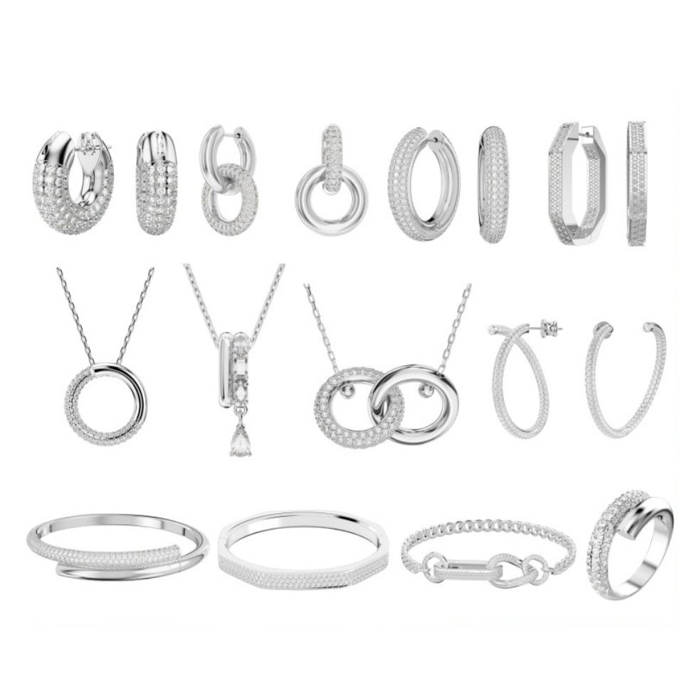 Designer Crystal Chain Bracelet Women Luxury Link Jewelry Set Necklace Earring Gold Plated Statement Fashion Elegant Party Wedding Gifts