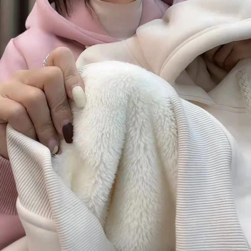 Padded Fleece Thickened Sweatshirt for Women Oversized Hoodies Warmth Tops Fur Lined Coat Y2k Clothes s Wholesale 260918