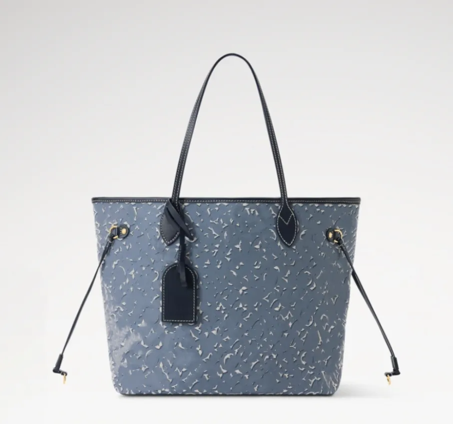Navy blue M2A381 M40995 full Cargo Designer tote Shopping Bags Denim handbag leather Shoulder bag Large shopping bag with coin purse Large House Emb