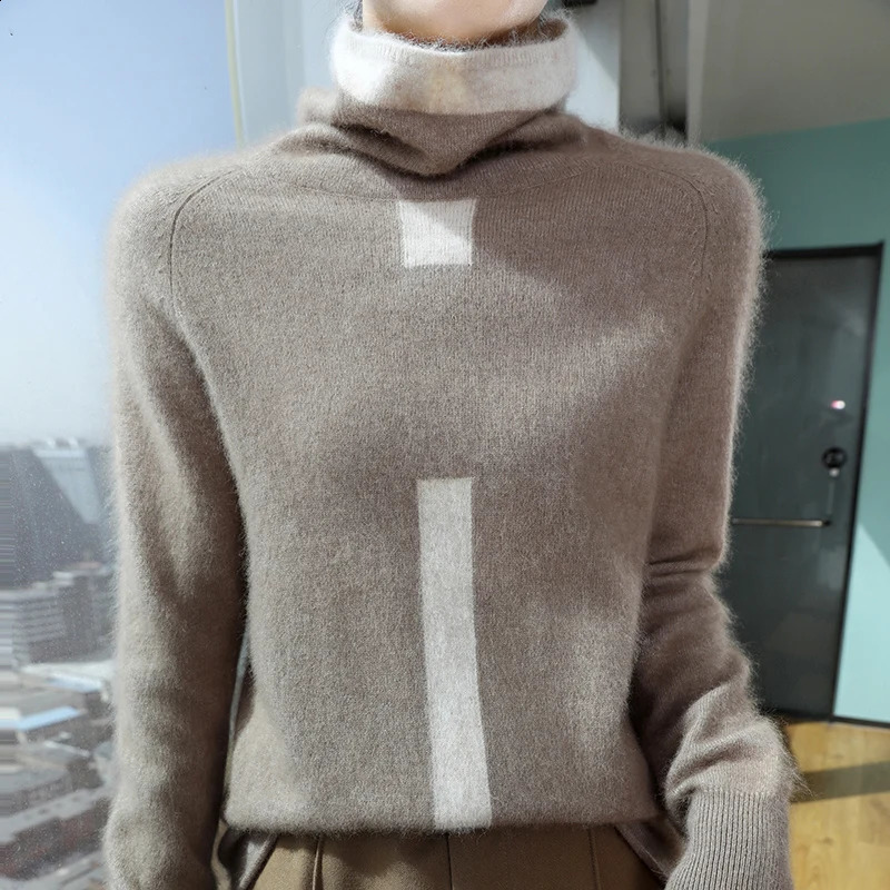 100% Mink Fur Knitted Sweater Women's Top Pile Collar Cashmere Sweater Thickened Autumn And Winter Warm Jacket DBR058 260917