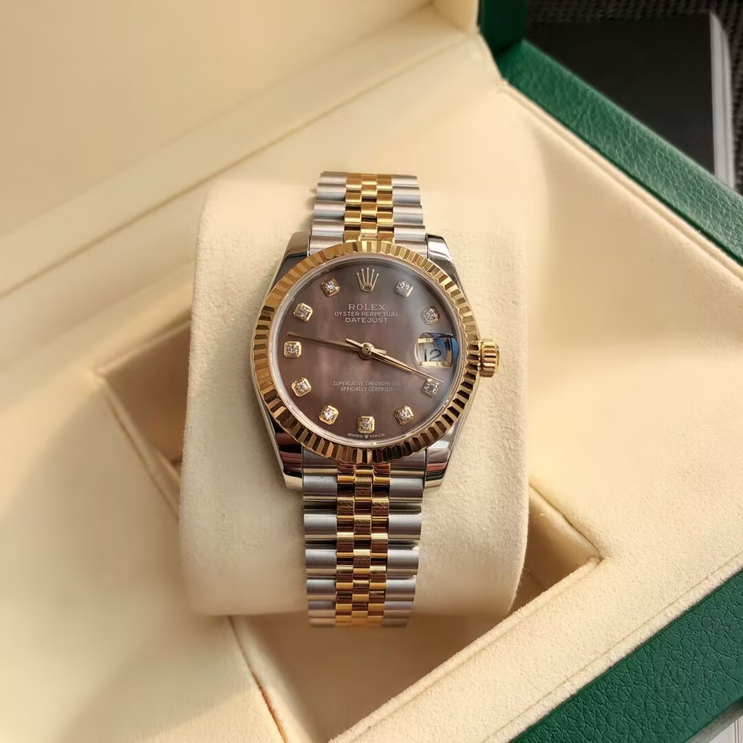 With Box Hot Seller Women Watch Designer Lady 36mm Date Watch Luxury Girl Sapphire Glass Wristwatch 2813 Movement Automatic Mechanical Diamond Coffe
