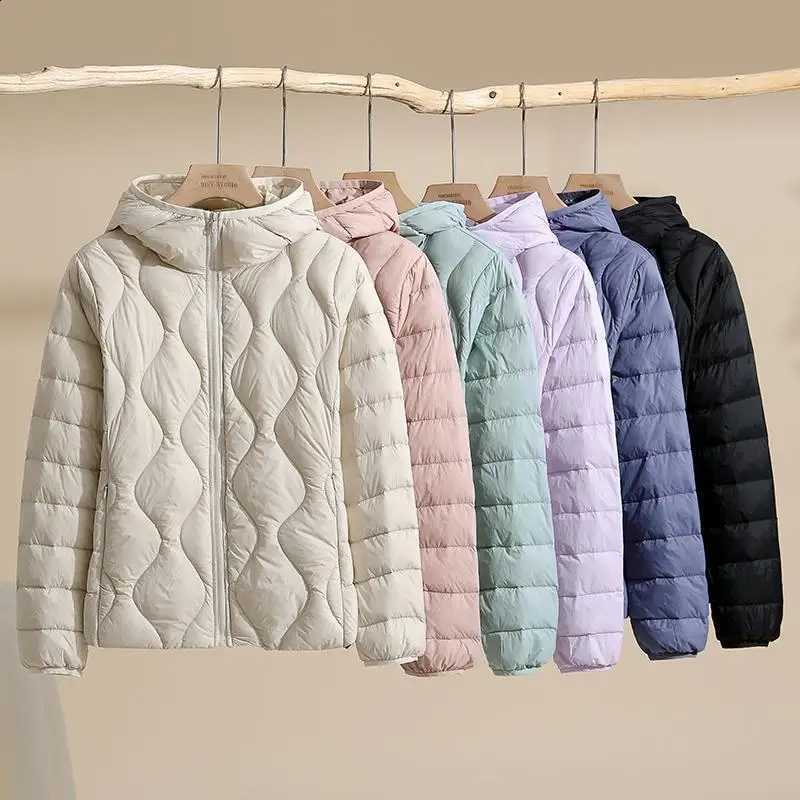 Winter Slim Ultra Light Thin Duck Down Coat Women Casual Jackets Autumn Fashion Pocket Basic Parkas H260917