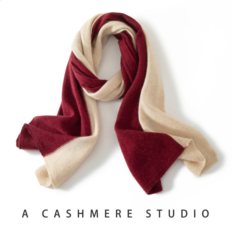 Autumn Winter Women 100% Pure Cashmere Knitted Scarf Patchwork Color Poncho Warm Fashion Capes Lady High Quality Scarve 260917
