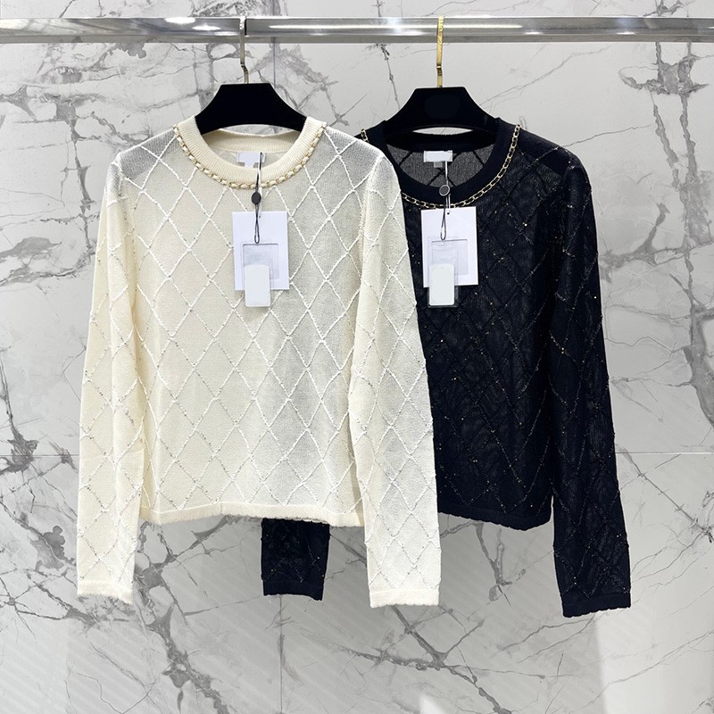Diamond Mesh Knitted Tops For Women Round Neck Elegant Long Sleeve Sheer Knitwear Autumn Street Style Date ollow Out Sweaters