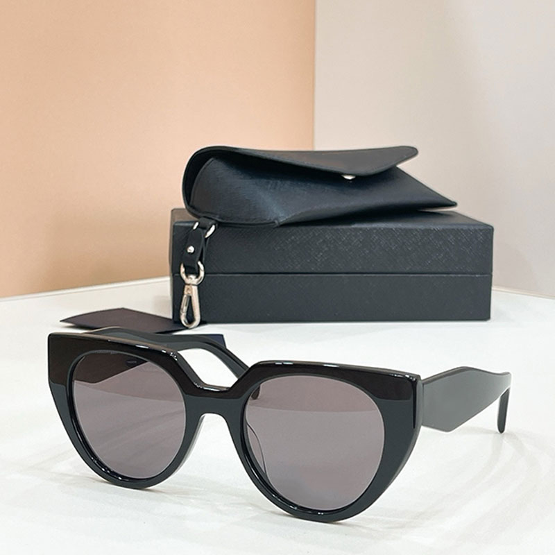 PR Shadowplay Sunglasses SPR14WS Cat Eye Eyewear Black Acetate Frame Round Glasses Black Lens Banquet Party Women Eyeglasses UVAUVB Protection