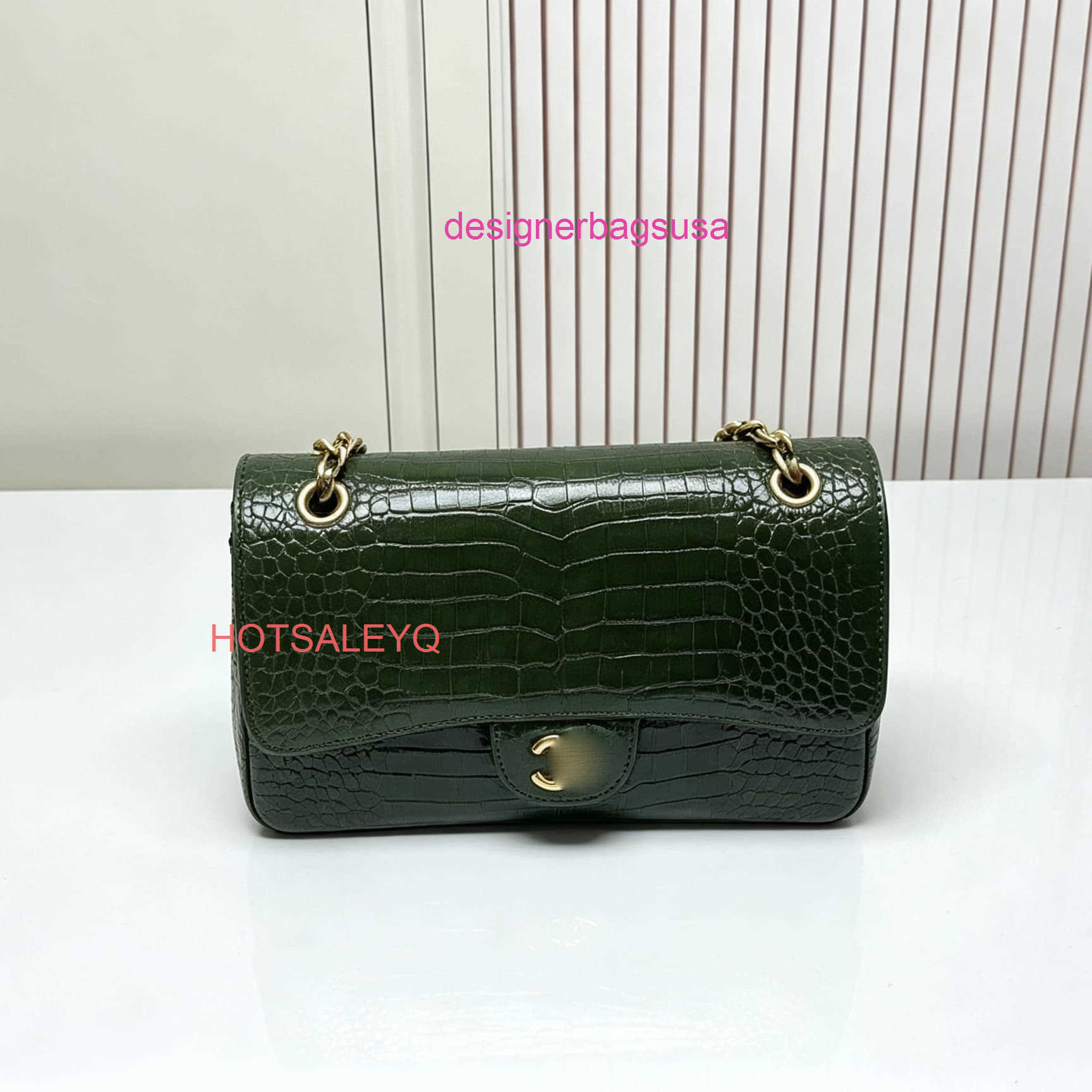 Classic Luxury Flap Designer Bag CF Style A01112 Womens Bag Top Layer Crocodile Leather Luxury Bag Handmade Bag With Solid Steel Gold Hardware Yqtgo