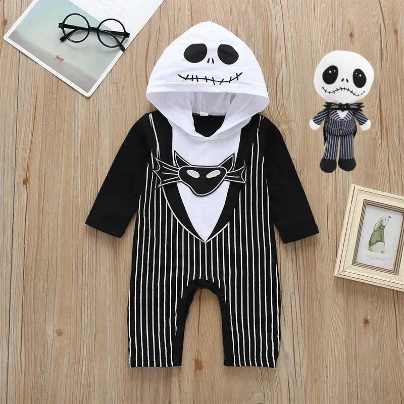 Boy Baby For Halloween 0-24M Cosplay Jack Nightmare Before Xmas Rper Christmas Cotton Striped Hooded Jumpsuit ClothesW260917