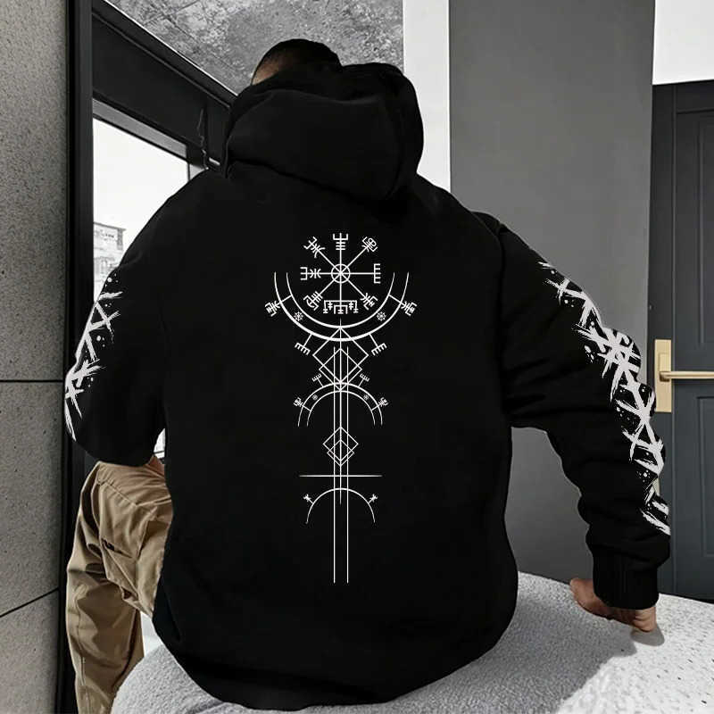 Winter Autumn Christmas Hot hoodie Sale Men's Hoodie High Grade Ancient Viking Rune Pattern Sweatshirt Male Home Outdoor Comfort Warm Casual Co