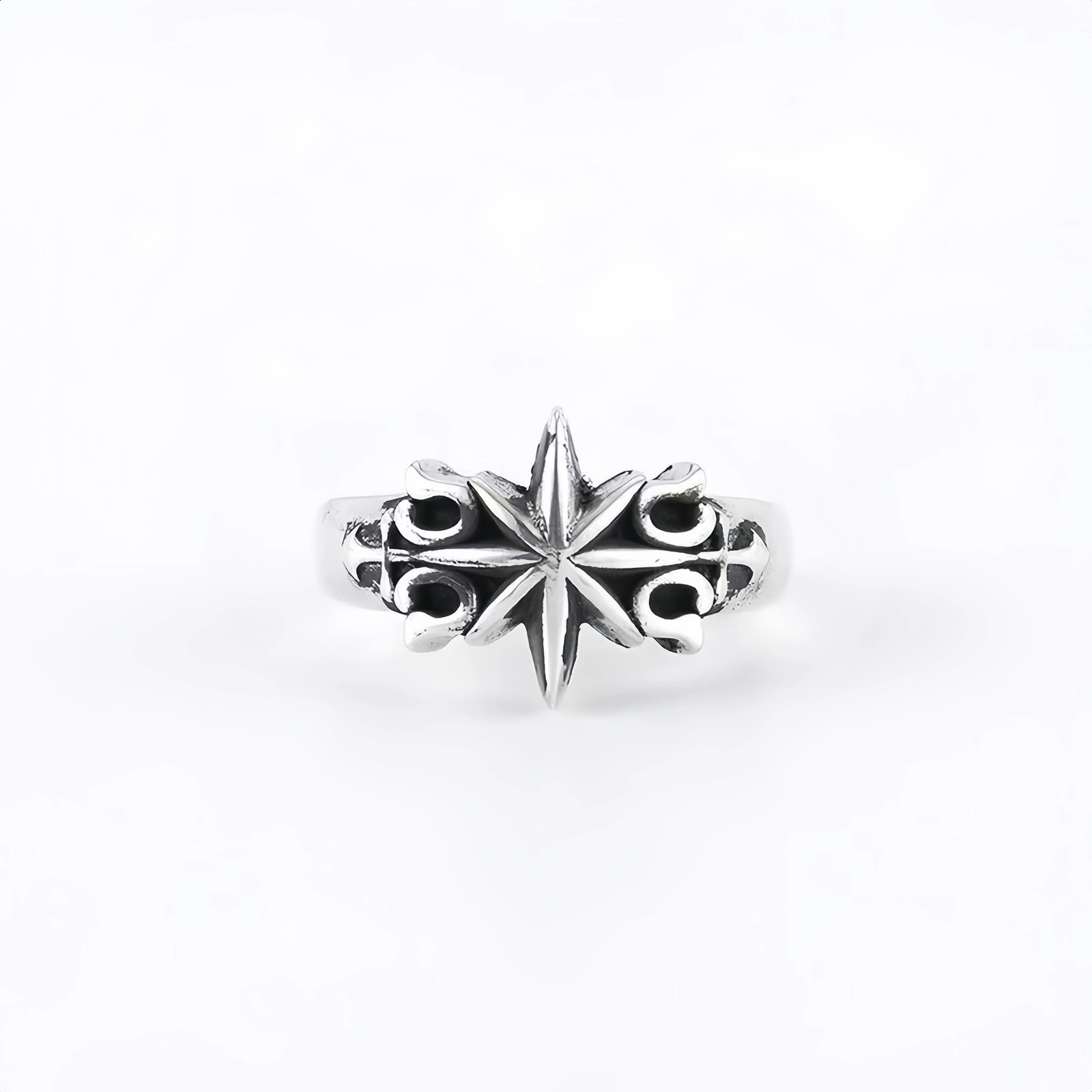 Retro Hexagram Six-point Star Adjustable Open Ring For Men Silver-plated Brass Punk Gothic Edgy Jewelry Unisex Accessories Gift 260918