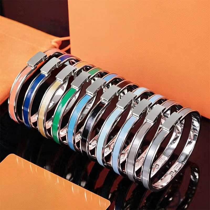 Mode H Bracelet Designer pour femmes 6mm Bracelet en argent bijoux de luxe en acier inoxydable de haute qualité