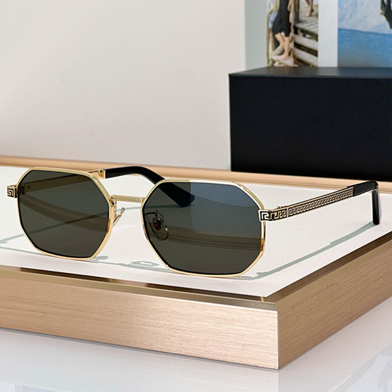 Classic Designer Polygonal Sunglasses VE4521 Metal Black Lens Maze Design Mirror Legs Mens sunglasses Driving Casual Daily Dressing Style UV400 with