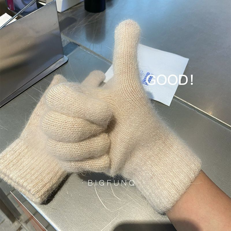 Winter warm thickened new windproof cold-resistant knitted gloves couples and students, cute Korean style for women