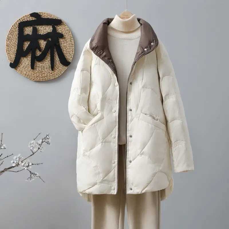 Big Size 5XL 6XL 2023 New Autumn Winter Women X-Long Down Jackets Thicken Keep Warm Ultra Lightweight Korean Fashion Coats H260917