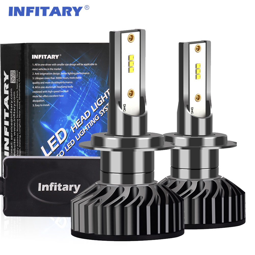 Infitary 2 stuks H7 H4 LED-koplamplamp Superhelder H1 H3 H11 H27 880 HB3 9005 9006 9004 9007 9008 H13 6500K Wit licht ZES Hoogwaardige LED-kralen vo