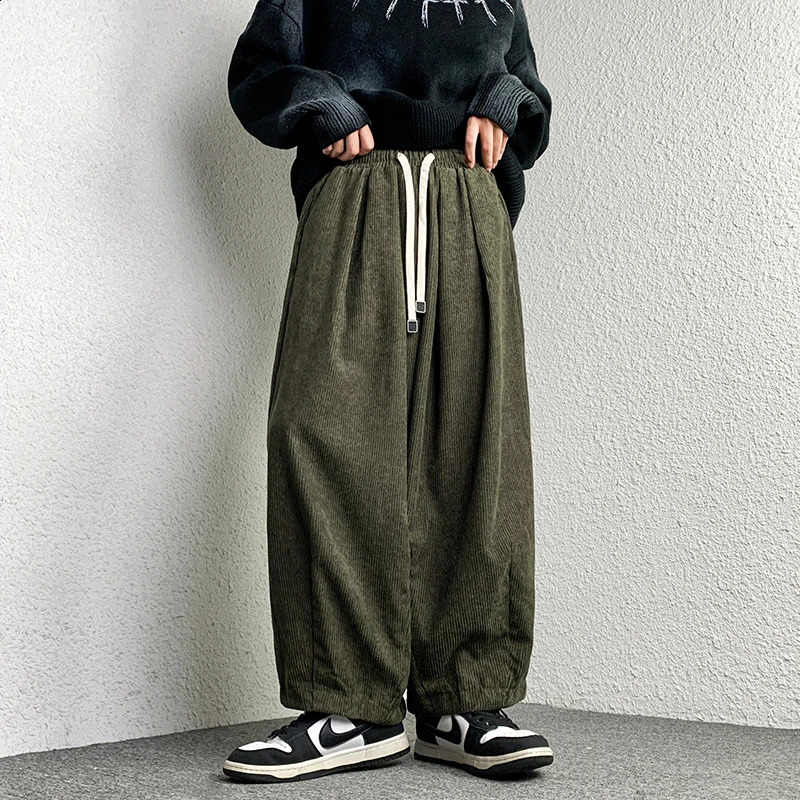 Casual Men's Trousers Harajuku Solid Male Harem Pants Corduroy Oversize Loose Fashion Men Women Jogger Pants Streetwear 5XL 260917