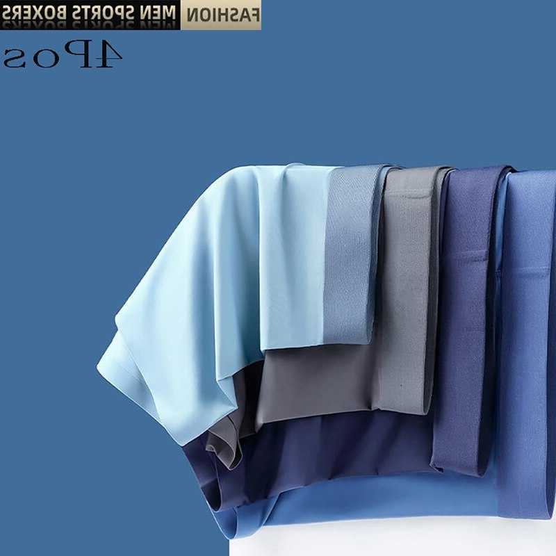 4Pcs/lot Mens Boxers Ice Underpants Silk Man Underwear Boxer Graphene Men Underpants Breathable Comfortable Men's Panties D260918