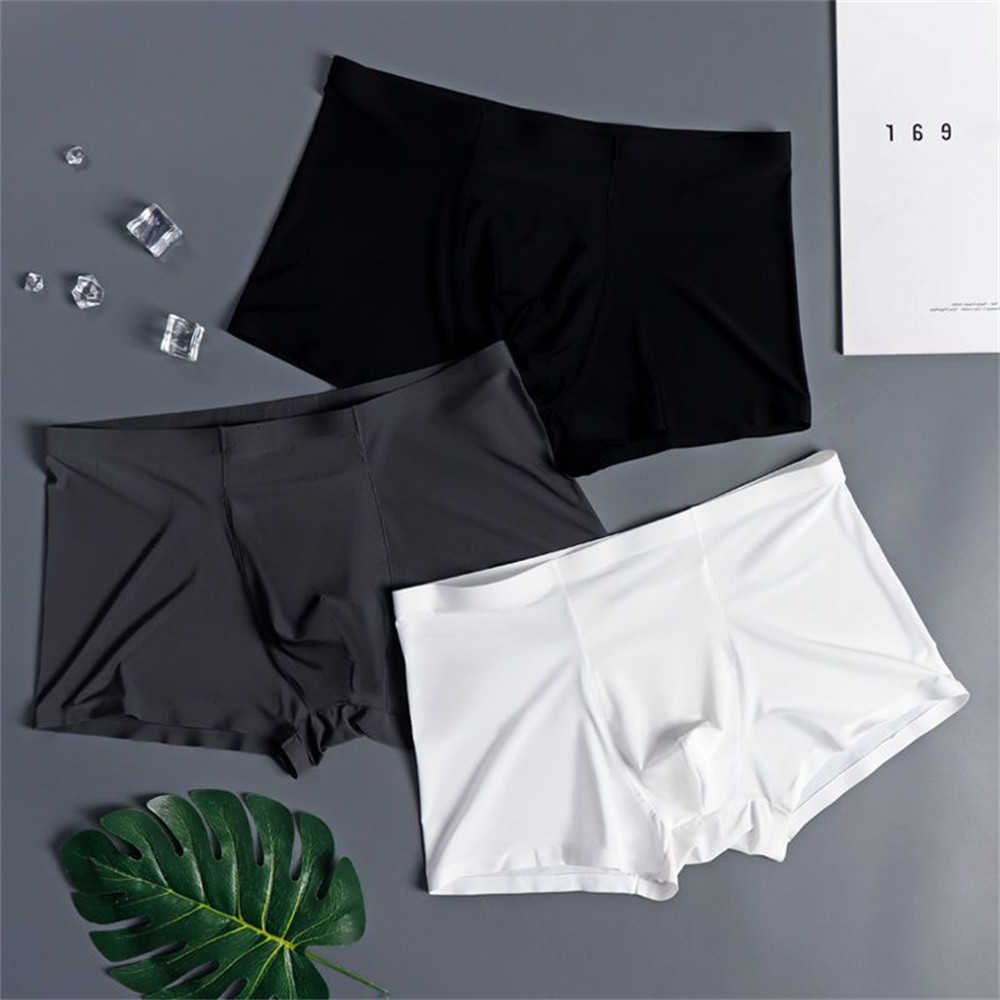 3PCS Men's Underpants Ice Silk Underwear Summer Thin Breathable Seamless Panties Sexy Male Underpants Plus Size D260918