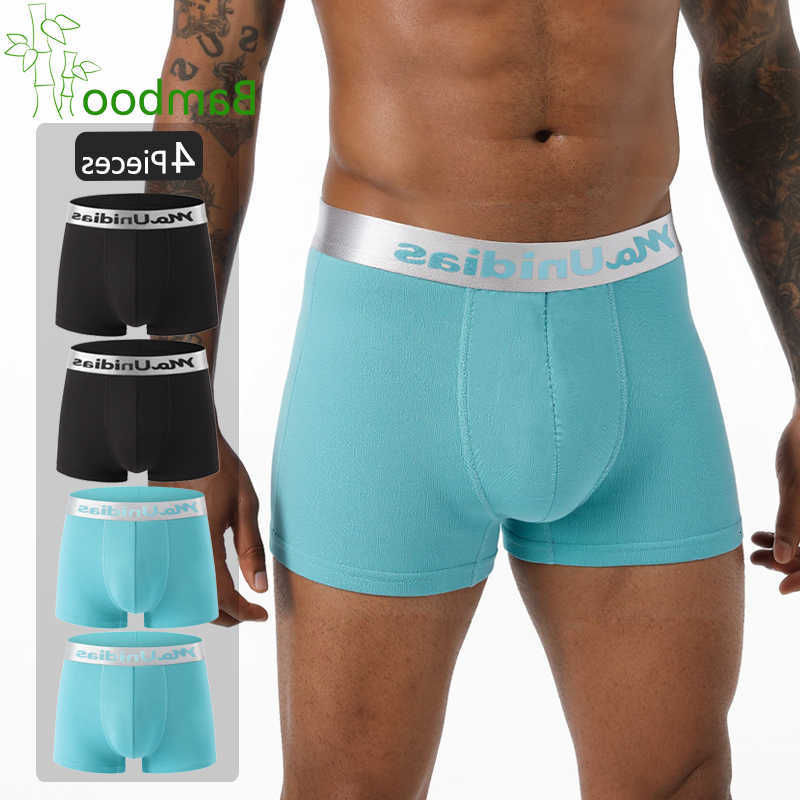 Briefs Bamboo Boxer Underpants 4pcs Maunidias Underwear Man Boxers Solid Color Boxershorts Men Underpants New Shorts Sexy Men's Panties D260918