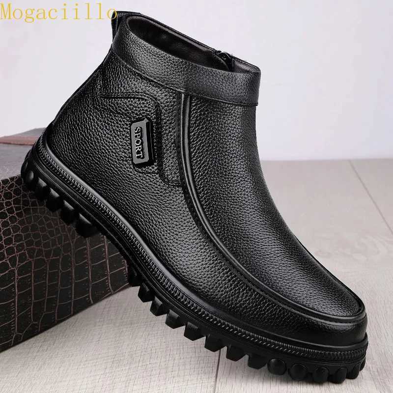 Classic Winter Men's Genuine Leather Boots Plus Size 38-51 Outdoor Anti Slip Thick Soled Wear-resistant Hiking Casual Shoes Q260916