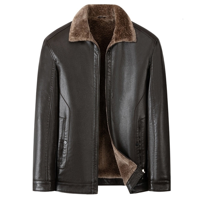 Plus size men's PU leather jacket male winter extra large men loose man fleece 8XL 7XL waterproof 260917