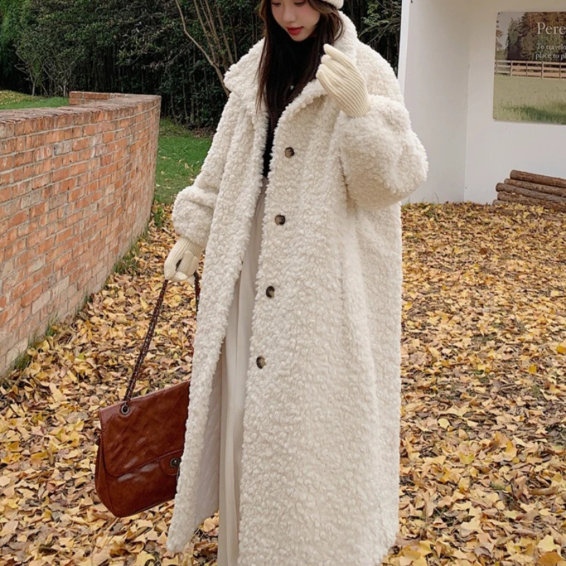 Long Coats Women Faux Fur Jackets Lamb Wool Coat Thick Warm Y2k Streetwear Jacket Elegant Work Outerwear Autumn Winter 2025 260917