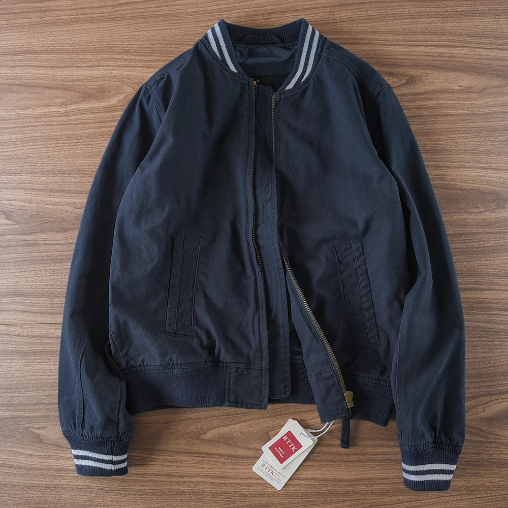 Spring And Autumn American Retro Mens Solid Color Twill Baseball Clothes 100% Cotton Fashion Wash Leisure Jacket Coat 260918