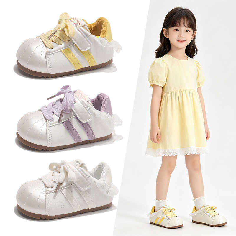 Girls' shoes 2026 spring/autumn new collection lace-trimmed white sneakers Korean-style casual shoes children's sports shoes L260918852I