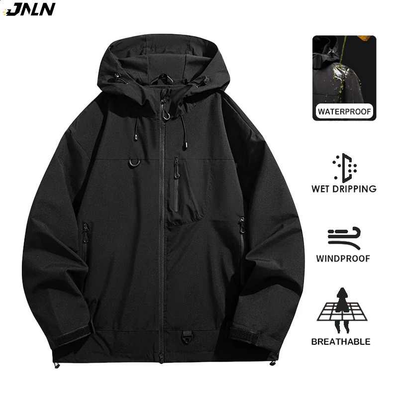 JNLN Unisex Waterproof Windbreaker Outdoor Sport Windproof SingleLayer Jacket Men Women Hiking Climbing Trekking Rain Coat 260918
