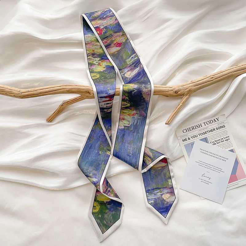 Bag TwillySmall Ribbon Strs Streamers Oil Painting Style Long Scarf Belt Spring and Summer Versatile Fashion band N260912