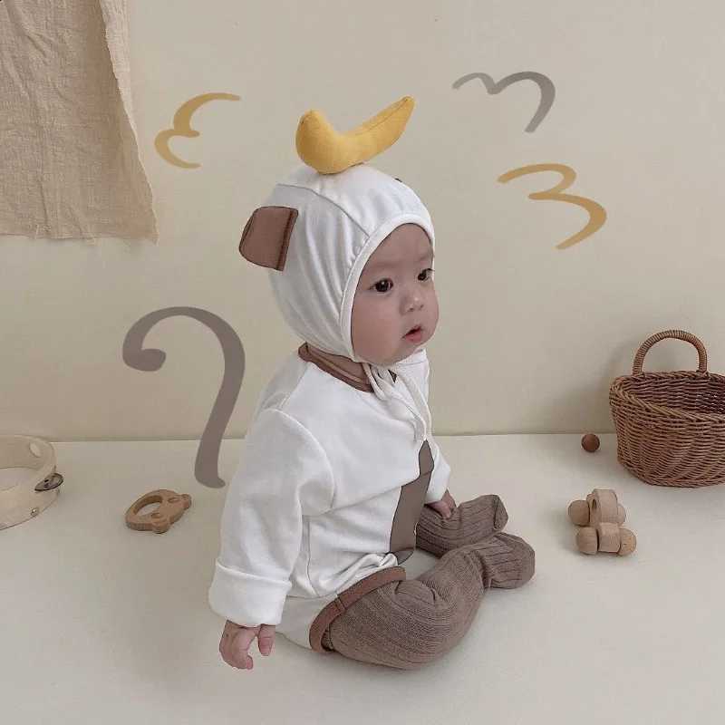 New Baby Girl Spring Boy Autumn Bodysuit Monkey Ba Long Sle Jumpsuit Solid Color Stockings Newborn ClothingW260917