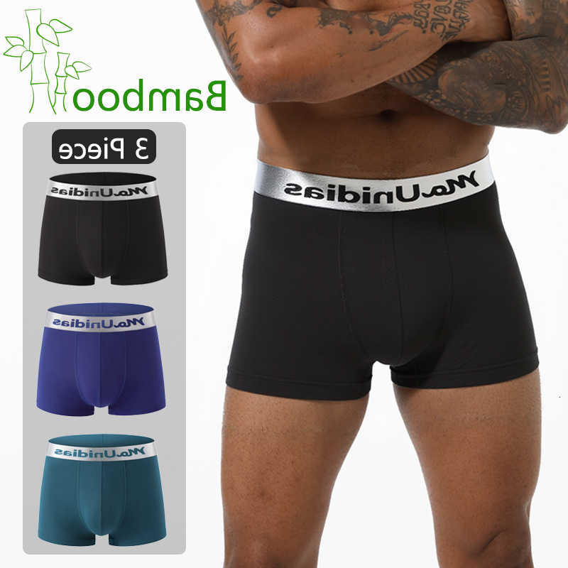 Fiber Underpants Bamboo 3 Pieces Men's Panties Letter Waistband Boxer Briefs Solid Color Boxers Underwear For Man Classic Men Underpants D26091