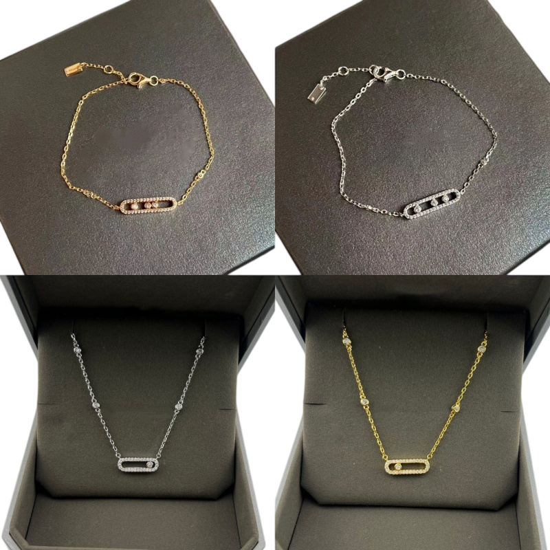 Plated Gold Necklace Women Designer Diamond Necklaces Fashion Pendant Paperclip Sliding Zircon Chain Anniversary Holiday Luxury Jewelry Festival Gif