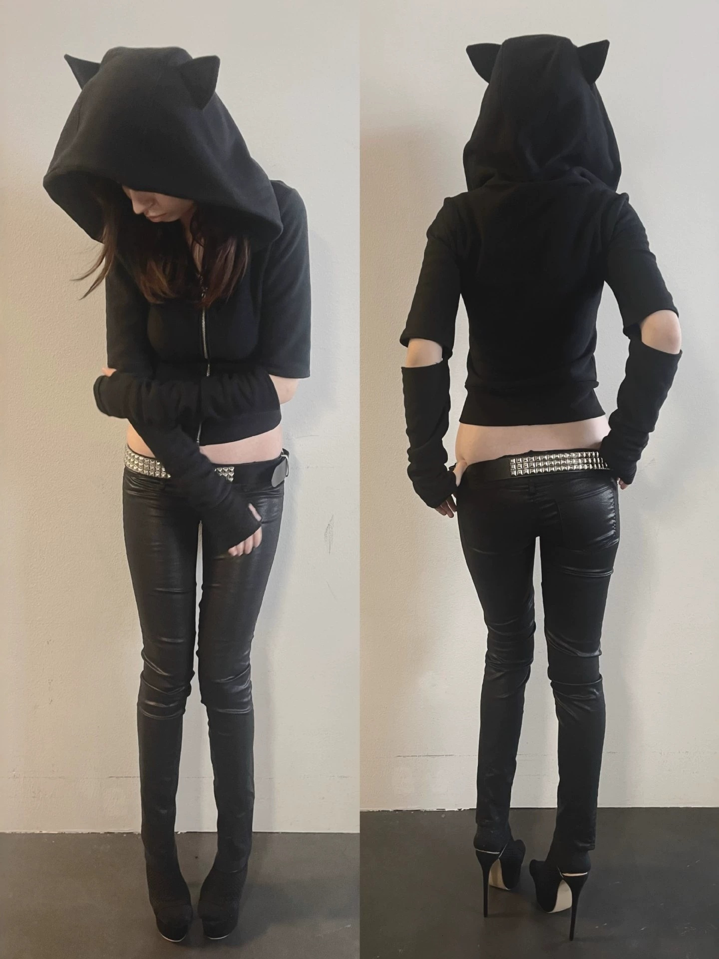 Cross-border Y2K American retro dark style punk slim-fit, figure-flattering, sexy, trendy, high-street, and unique long-sleeved hoodie e3