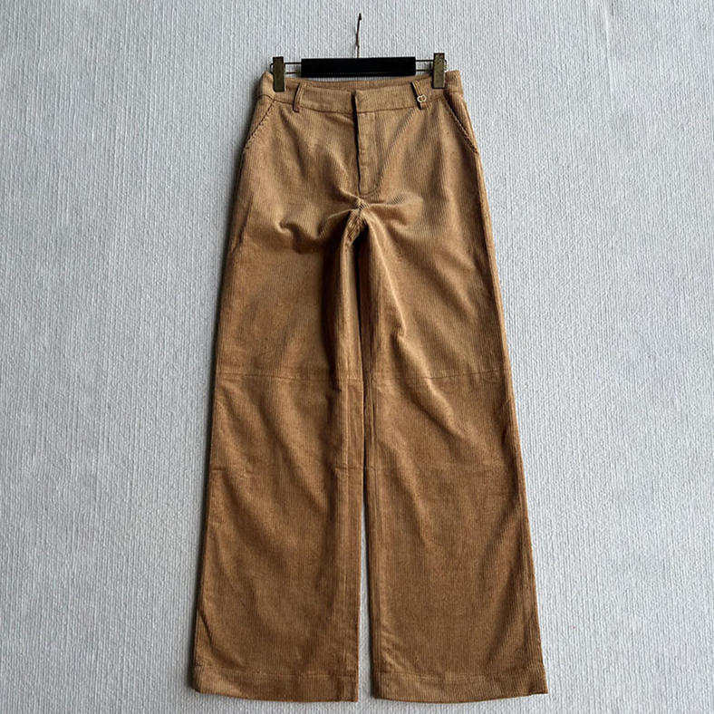 Retro Women Corduroy Trousers Street Style Wide Leg High Waist Baggy Pants Autumn Winter Vacation Travel Chic Longs