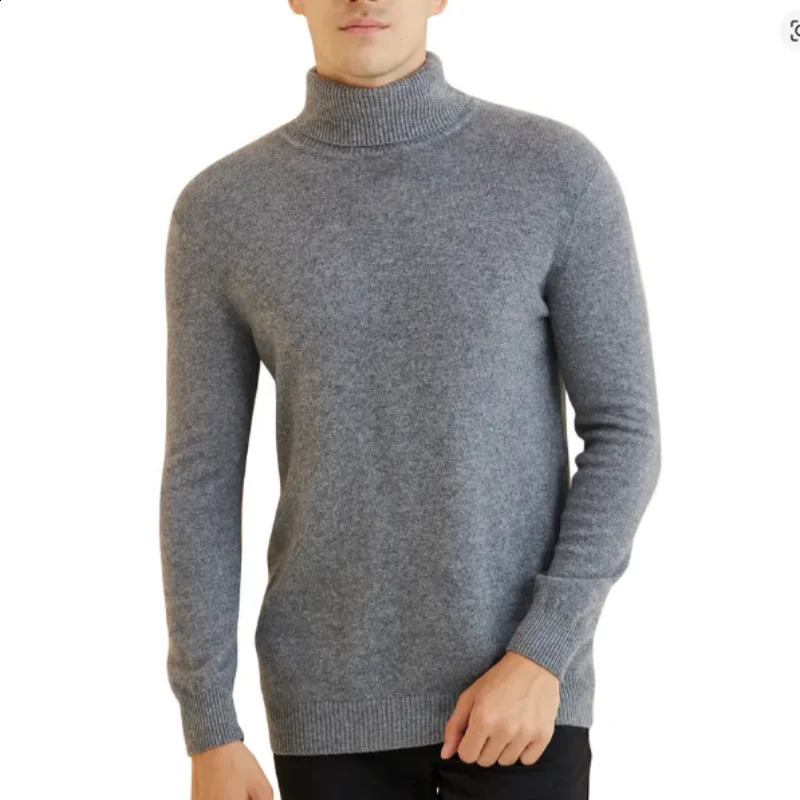 DjzDsm Men's 100 Merino Wool Sweater High Lapels Pullovers Knitted Winter Tops Long Sleeve HighEnd Jumpers 260910