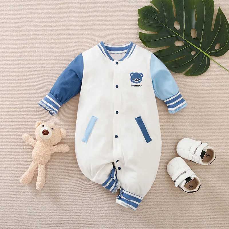 Baseball 0-18m Baby Jumpsuit Cute Suit Teddy Bear Embroidered Cotton Soft Spring And Autumn Long Sled Newborn ClothesW260917