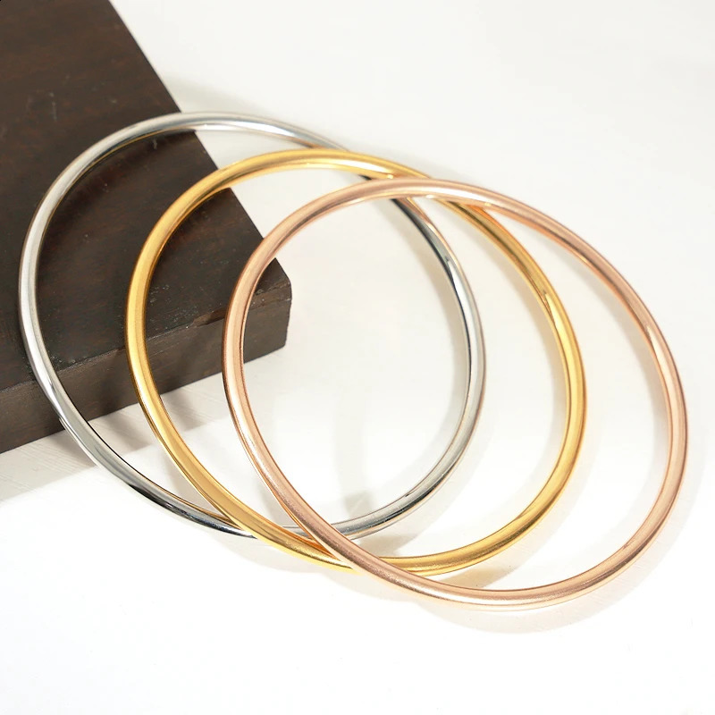 3 Pieceslot Non Fading Stainless Steel Bracelet Bangles For Women Simple Style Gold Plated Waterproof Women's Bracelets Bangle 260917