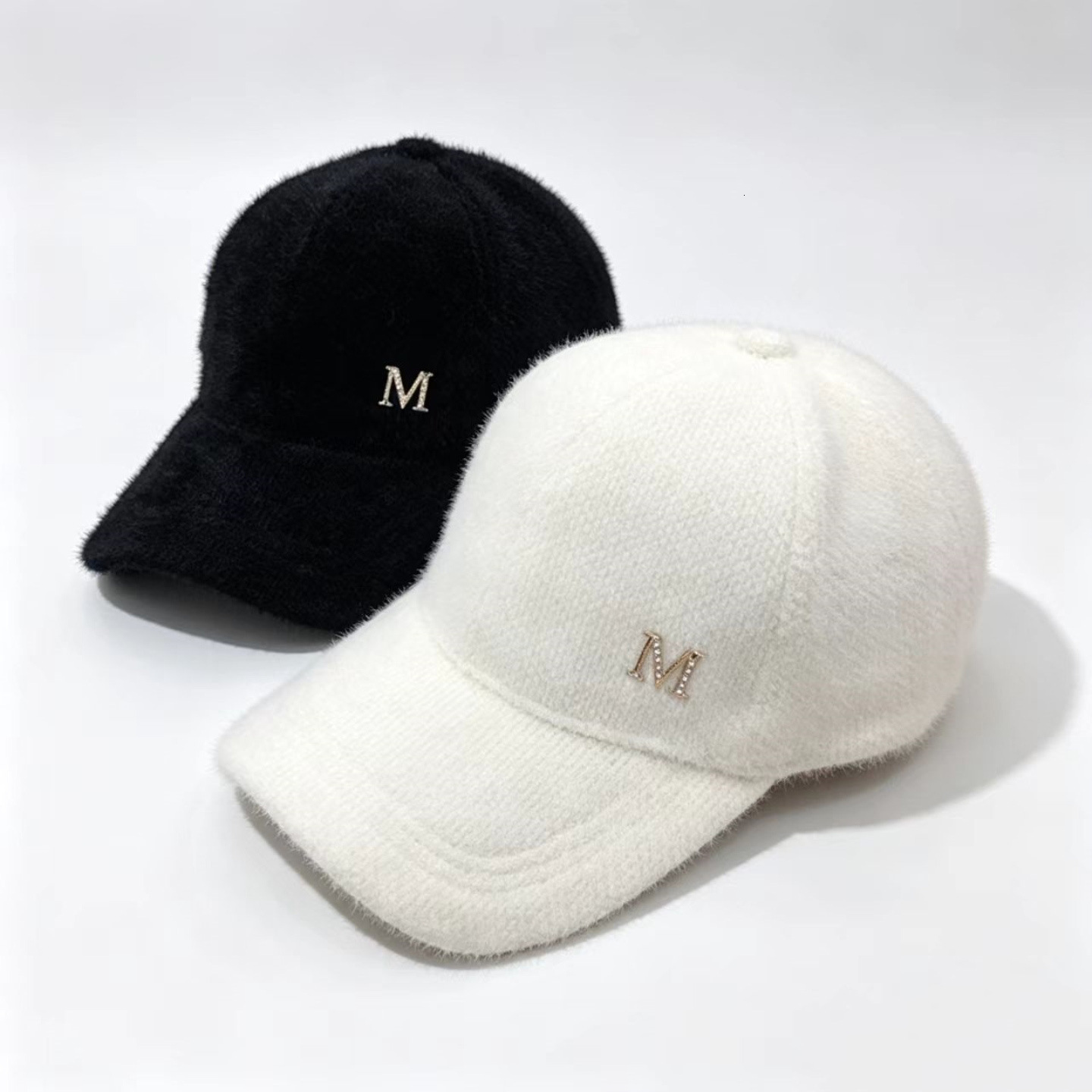 Luxury Cap Brand Designer Hat Autumn Winter Diamond-Studded M Logo Hat, Korean-Style Minimalist Design, Face-Slimming Duckbill Ca, Fashionable And T