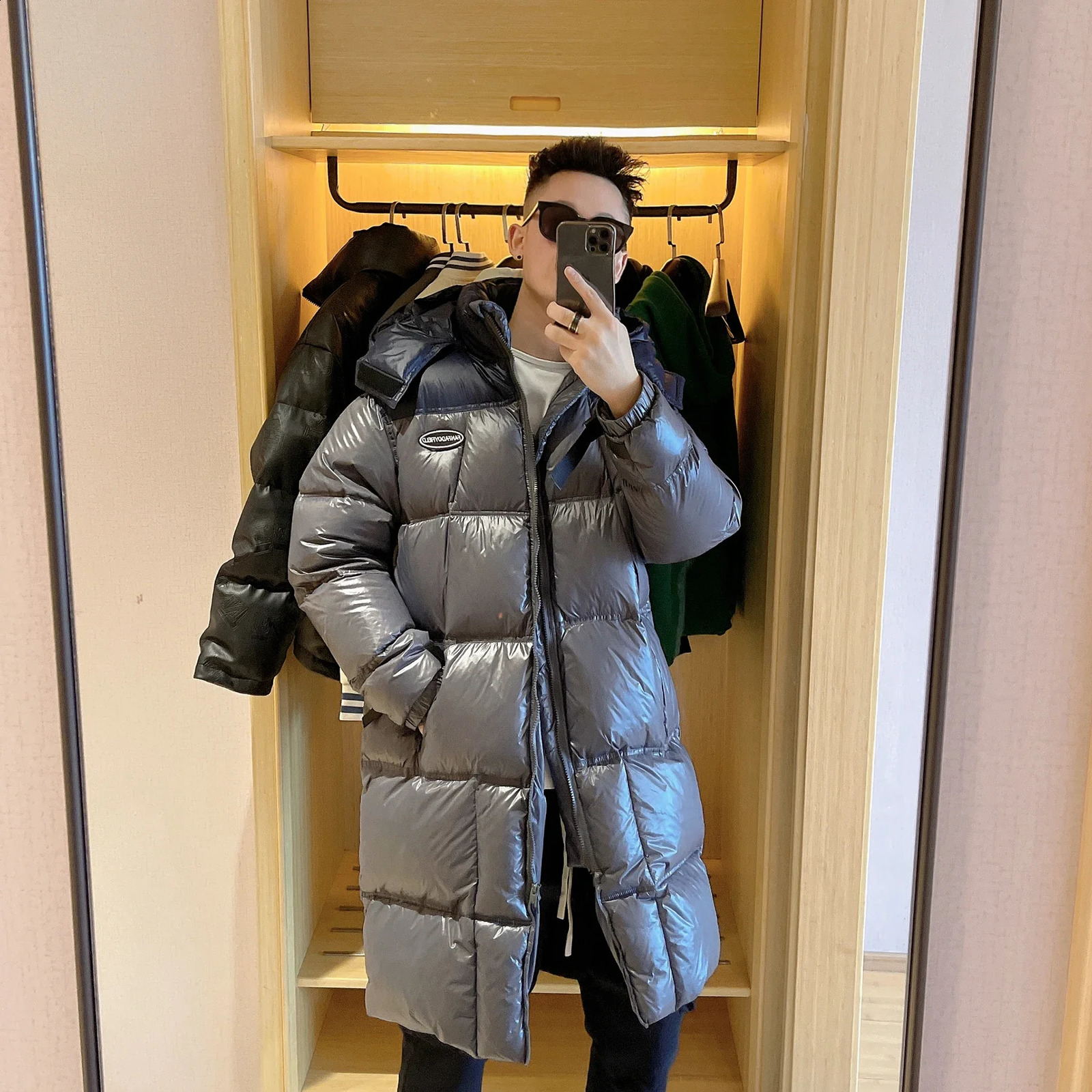 2026 Men Winter Fashion Long White Duck Down Coats Mens Midlong Jackets Male Loose Thick Warm Hooded Outerwear P410 260918