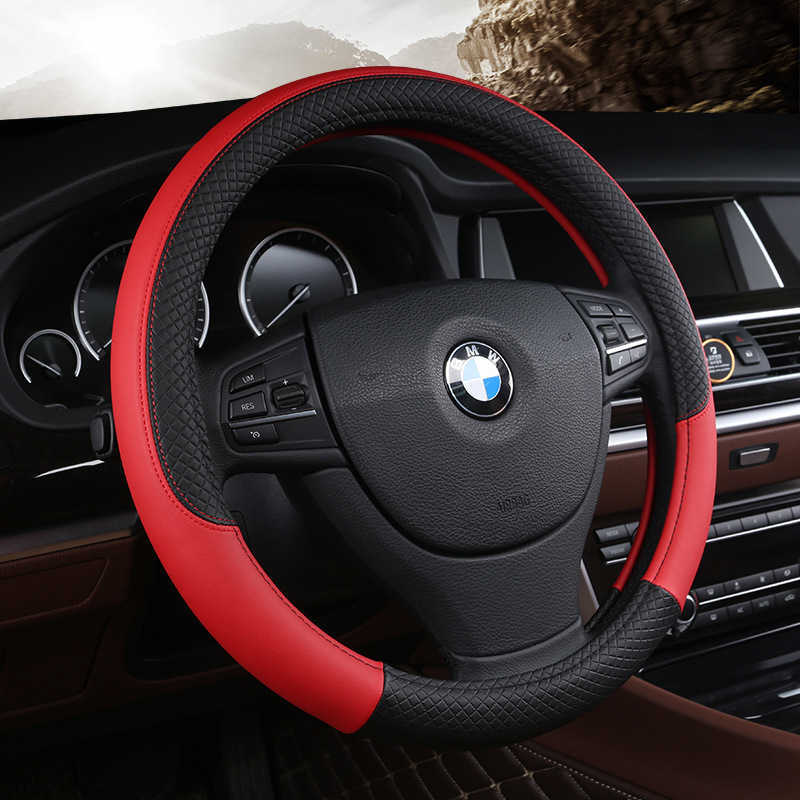 New Leather Steering Wheel Cover Multicolor Embossed Car Steering Wheel Cover Large Medium Small Four Seasons L26917